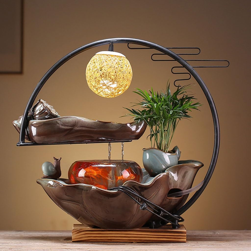 GUERNSEY Tabletop Fountain Creative Living Room Desktop Water Feature Office Desktop Water Fountain Ornaments Indoor Rockery Fish Tank Decoration Indoor Fountain