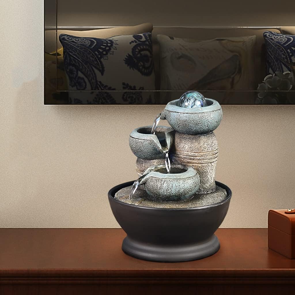 HIHELO Desktop Fountain Tabletop Fountain Simple Modern Circulating Water Fountain Office Desktop Decoration Ornament Water Fountain Outdoor