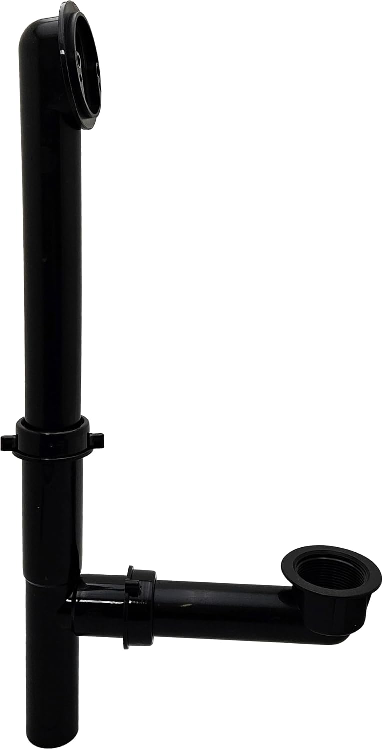 Westbrass 594144-4-62 14' Black Tubular Bath Waste & Overflow Assembly with Twist & Close Drain Plug and Two-Hole Faceplate, Matte Black (4-Pack)