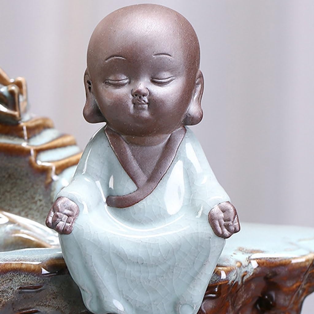 GUERNSEY Tabletop Fountain Tabletop Fountains Chinese Style Ceramic Fish Tank Circulating Water Fountain Ornaments Living Room Office Rockery Desktop Fountain Indoor Fountain