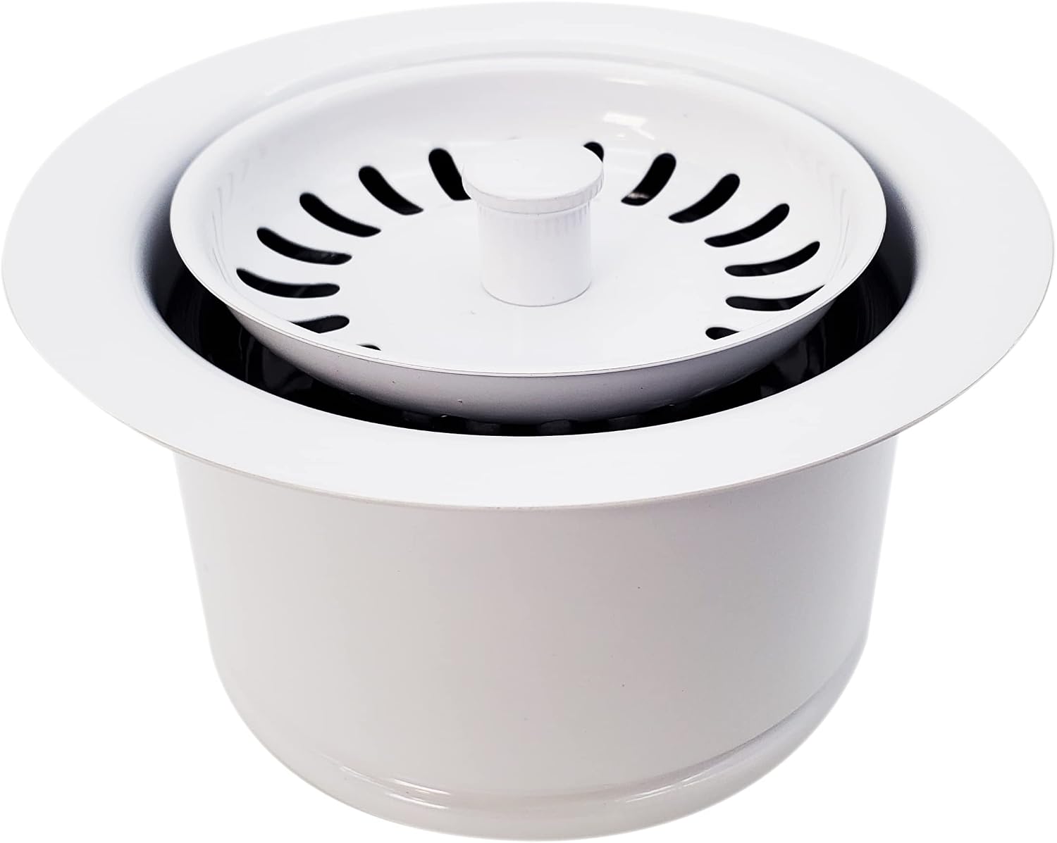 Westbrass CO2195S-50 Combo Pack 3-1/2' Wing Nut Twist Style Large Basket Extra-Deep Collar Kitchen Sink Waste Disposal Flange with Strainer Stopper, Powder Coat White