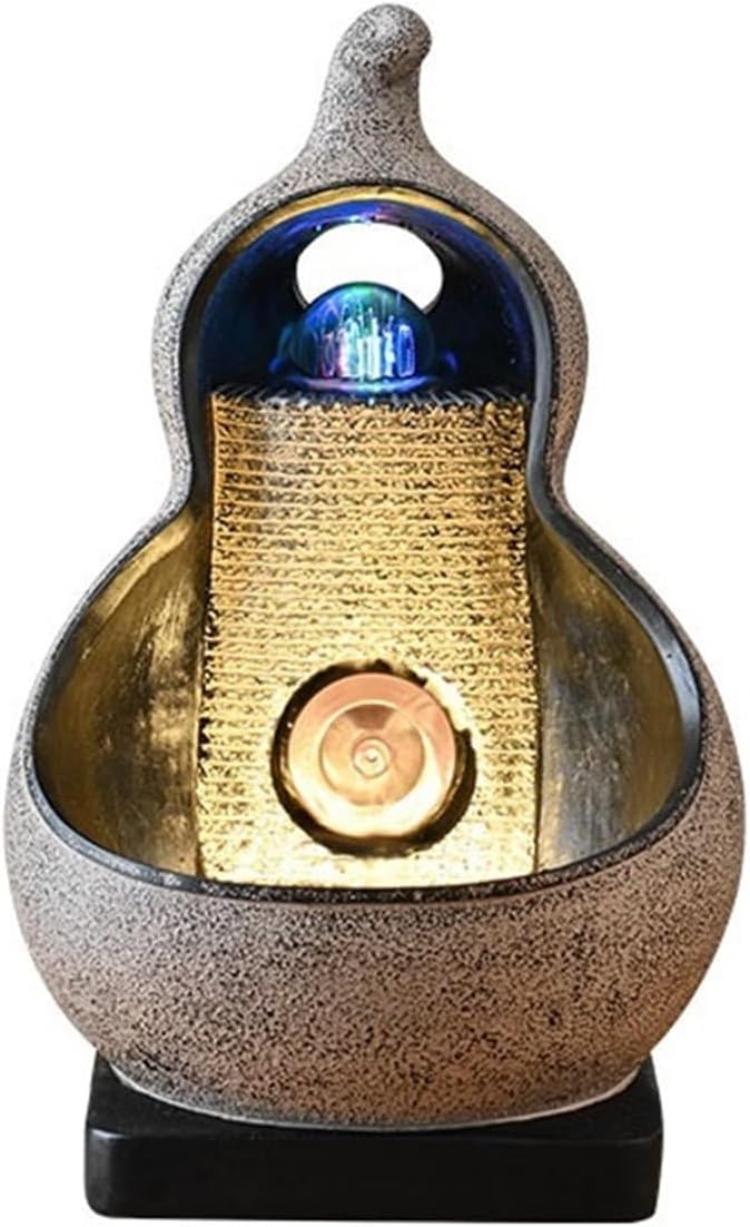 Tabletop Resin Tabletop Fountain Circulating Waterscape Decoration for Home and Office Decor(Brown)