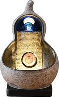 Tabletop Resin Tabletop Fountain Circulating Waterscape Decoration for Home and Office Decor(Brown)