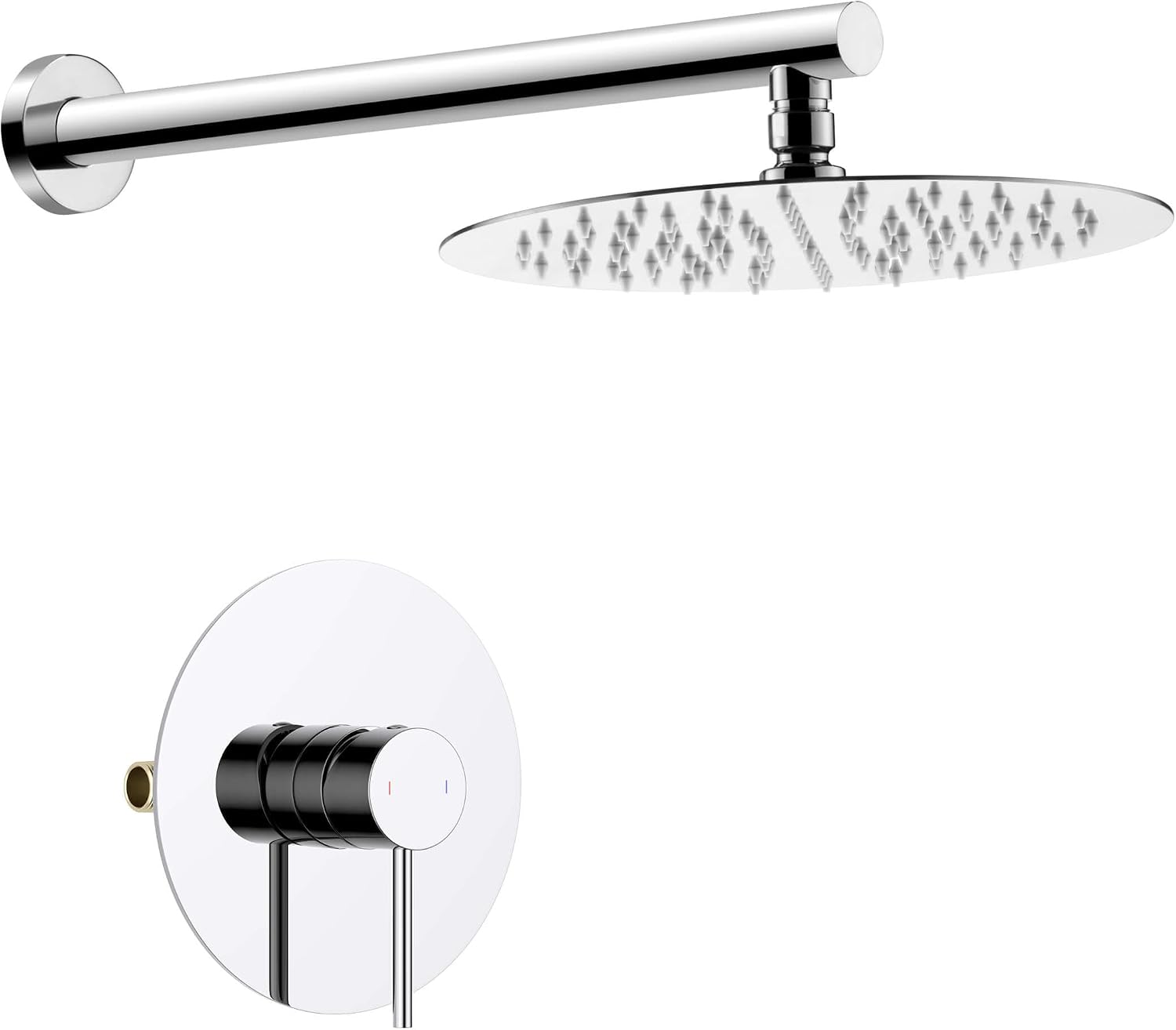 KIBI Circular Shower System for Bathroom | Wall Mounted Single Function Shower Faucet Set with Solid Brass Pressure-Balanced Valve for Consistent Water Flow | Chrome Finish, KSF407