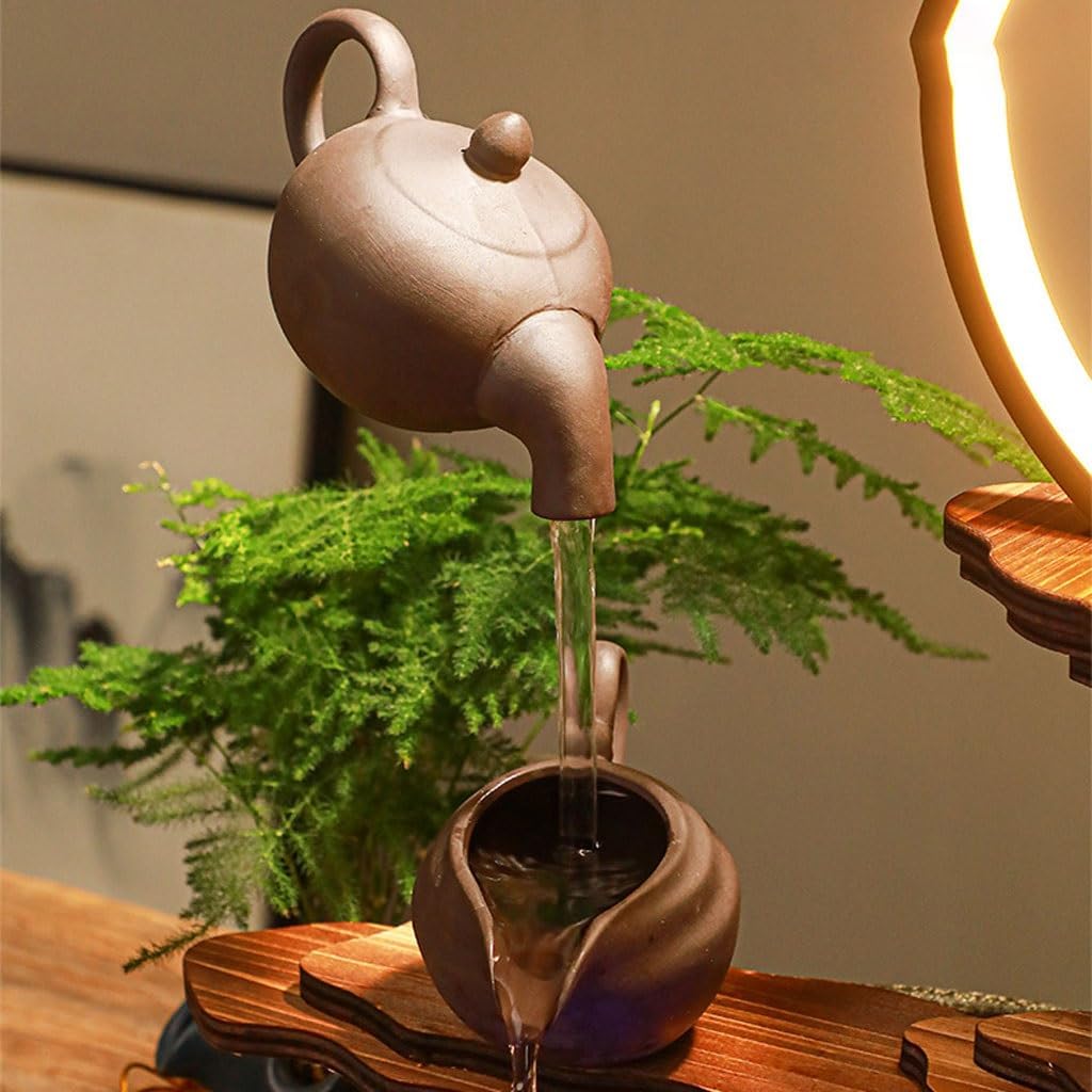 GUERNSEY Tabletop Fountain Chinese Creative Hanging Pot Backflow Incense Desktop Ornaments Office Desktop Fountain Ornaments Indoor Water Ornaments Indoor Waterfall Feature Indoor Fountain
