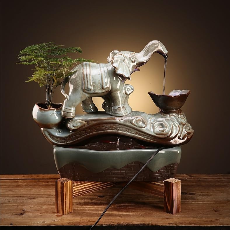 GUERNSEY Tabletop Fountain Tabletop Fountain Chinese Style Creative Flowing Water Fountain Office Living Room Decoration Fish Tank Ornaments Indoor Fountain