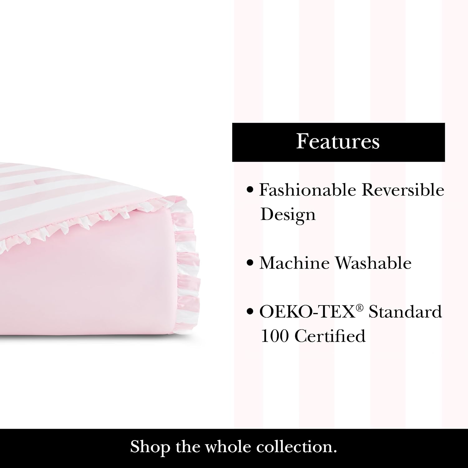 kate spade new york Sateen Ruffle King Comforter Set, 300 Thread Count Cotton Sateen Reversible Cover, All Season 3 Piece Bedding, Machine Washable, Pink