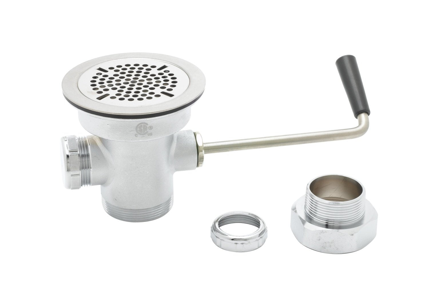 T&S Brass B-3940-XS Waste Drain Valve, Short Twist Handle, 3-Inch X 2-Inch and 1-1/2-Inch Adapter