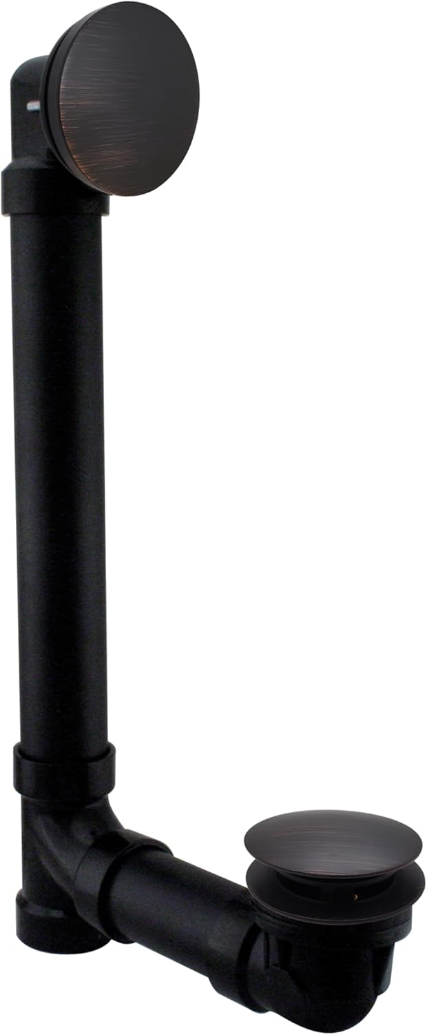 Westbrass A493144H-12A 14' Sch. 40 ABS Bath Waste & Overflow Assembly with Tip-Toe Drain Plug and Illusionary Faceplate, Antique Bronze