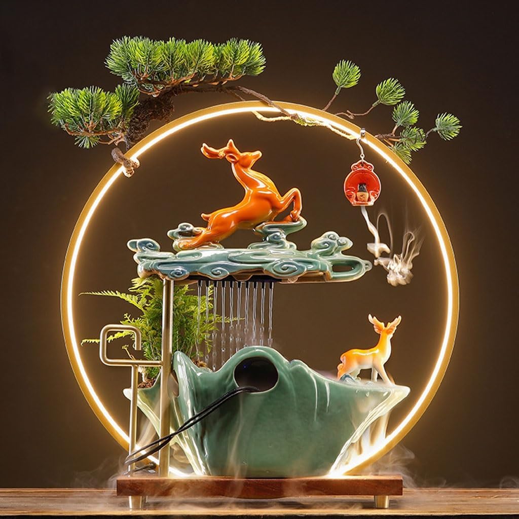GUERNSEY Tabletop Fountain Flowing Water Ornaments Circulating Water Home Porch Living Room Office Desktop Chinese Style Decorations Indoor Fountain