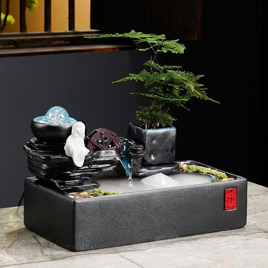 GUERNSEY Tabletop Fountain Tabletop Fountains Circulating Water Ornaments Office Desktop Fountain Desk Decoration Ornaments Indoor Waterfall Feature Indoor Fountain