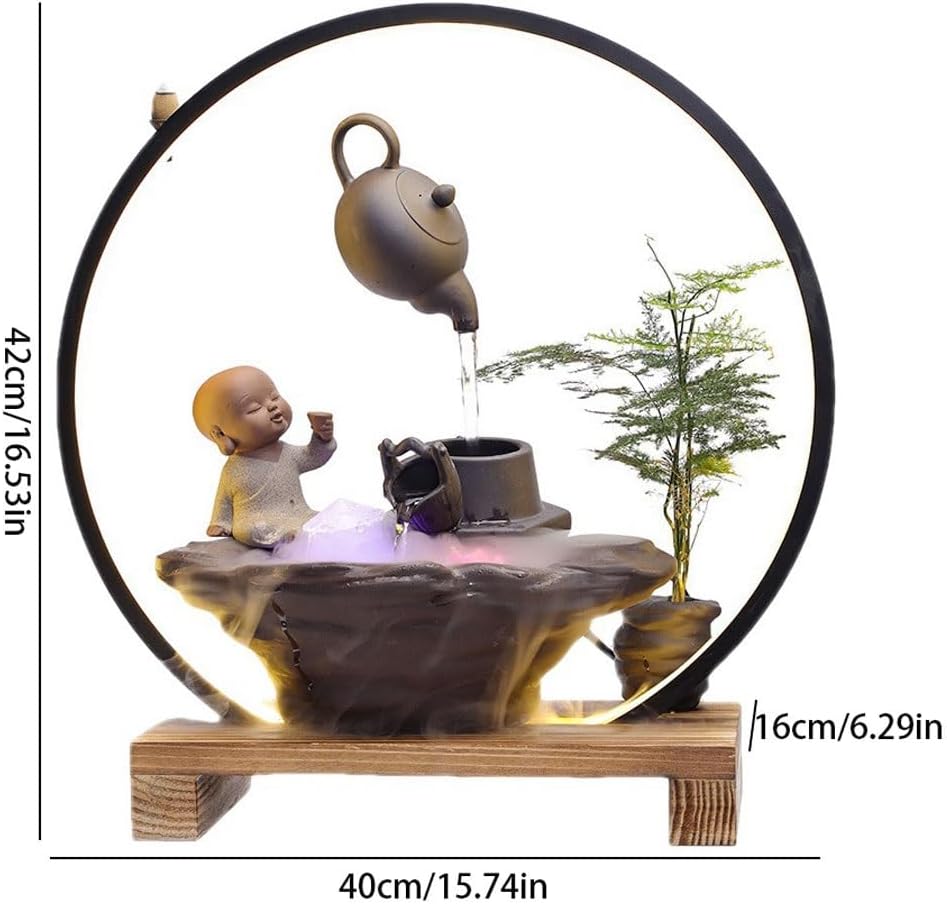 GUERNSEY Tabletop Fountain Home Desktop Water Fountain Atomization Office Porch Living Room Backflow Incense Burner Desktop Water Indoor Fountain