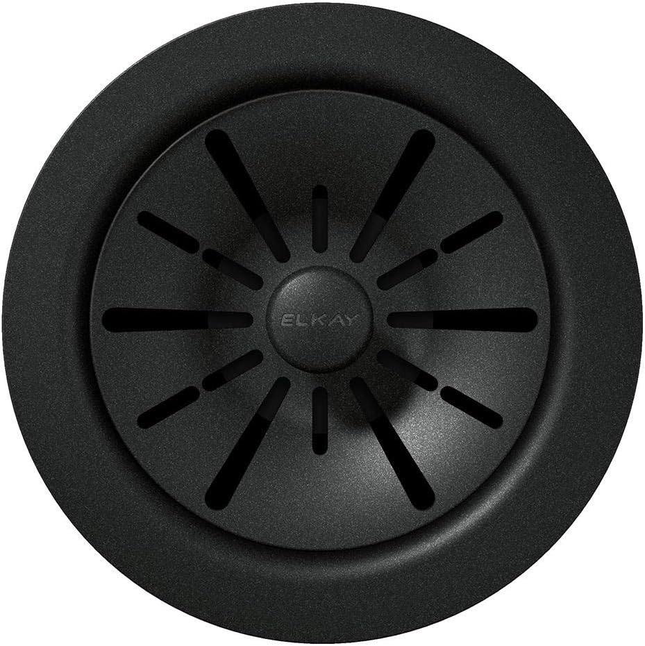 Elkay LKPDQD1CH Quartz Perfect Drain 3-1/2' Polymer Disposer Flange with Removable Basket Strainer and Rubber Stopper Charcoal