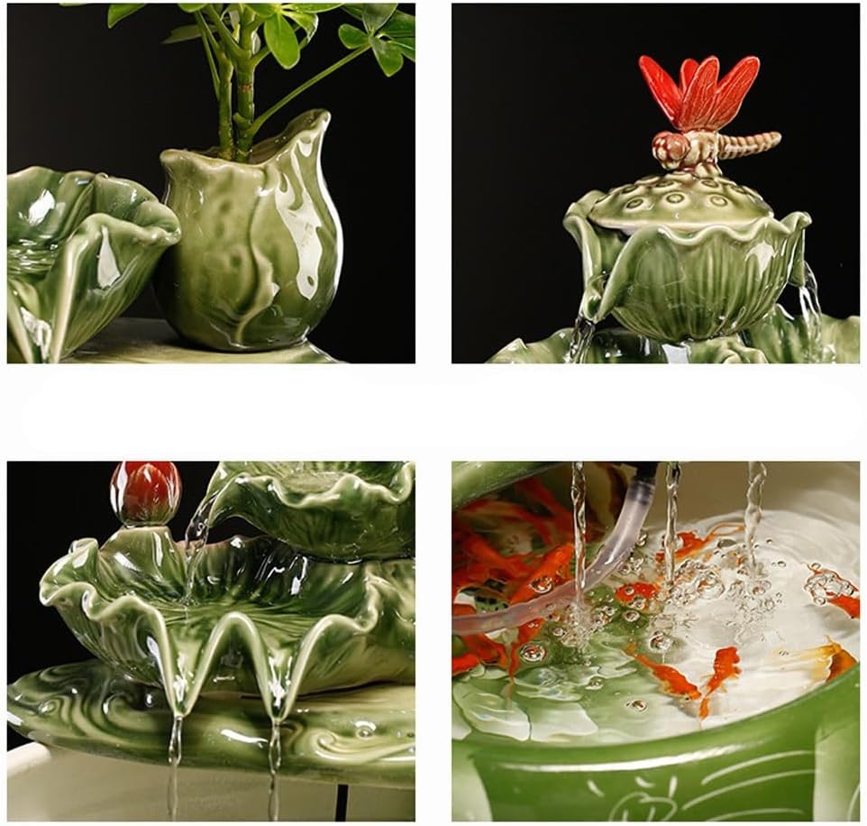 GUERNSEY Tabletop Fountain Circulating Water Ceramic Fish Tank Ornaments Home Living Room Decoration Desktop Fountain Desk Fountain Ornaments Indoor Waterfall Feature Indoor Fountain