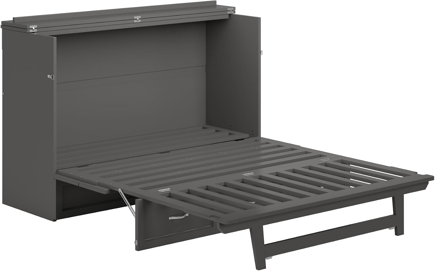 AFI, Northfield Murphy Bed Chest Queen with 6' Mattress, Storage Drawer & Built-in USB Charger, Grey