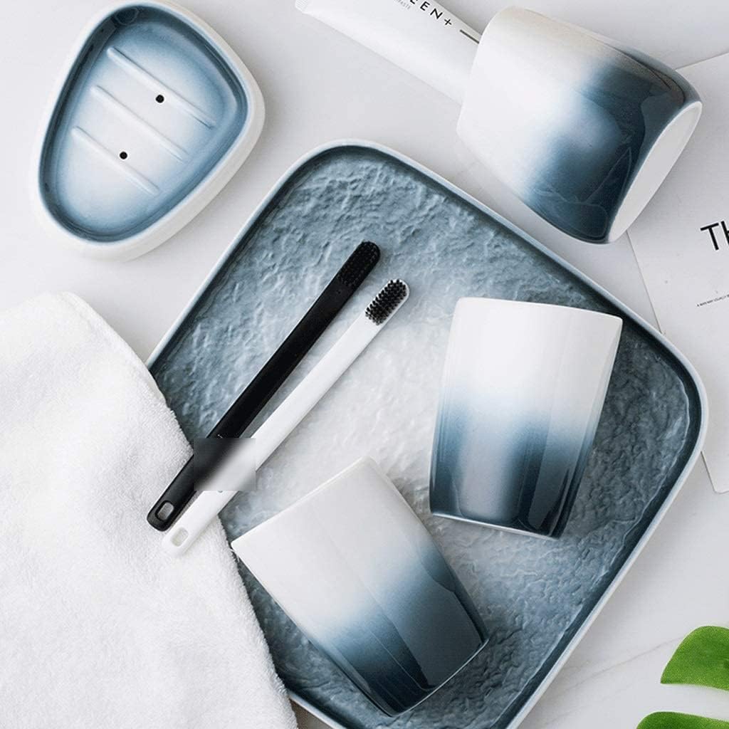 Bathroom Accessory Set Bathroom Accessories Set Bathroom Accessory Set Gradient Blue 5 Piece Ceramic Soap Dispenser Retro Toothbrush Holder Lotion Bottle Bath Accessory Set (B)