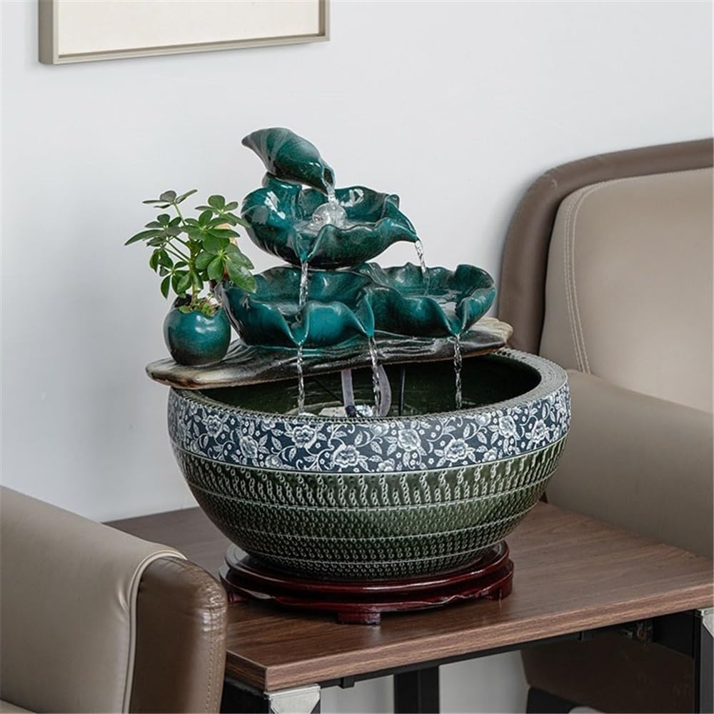 Tabletop Tabletop Fountain Waterfall, Indoor Water Feature Desktop Simulation Scenery Decoration Decor(Medium)