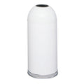 Safco Open Top Dome Trash Can, 15 Gallon Stainless Steel Garbage Can for Indoor Use, Hands Free, White