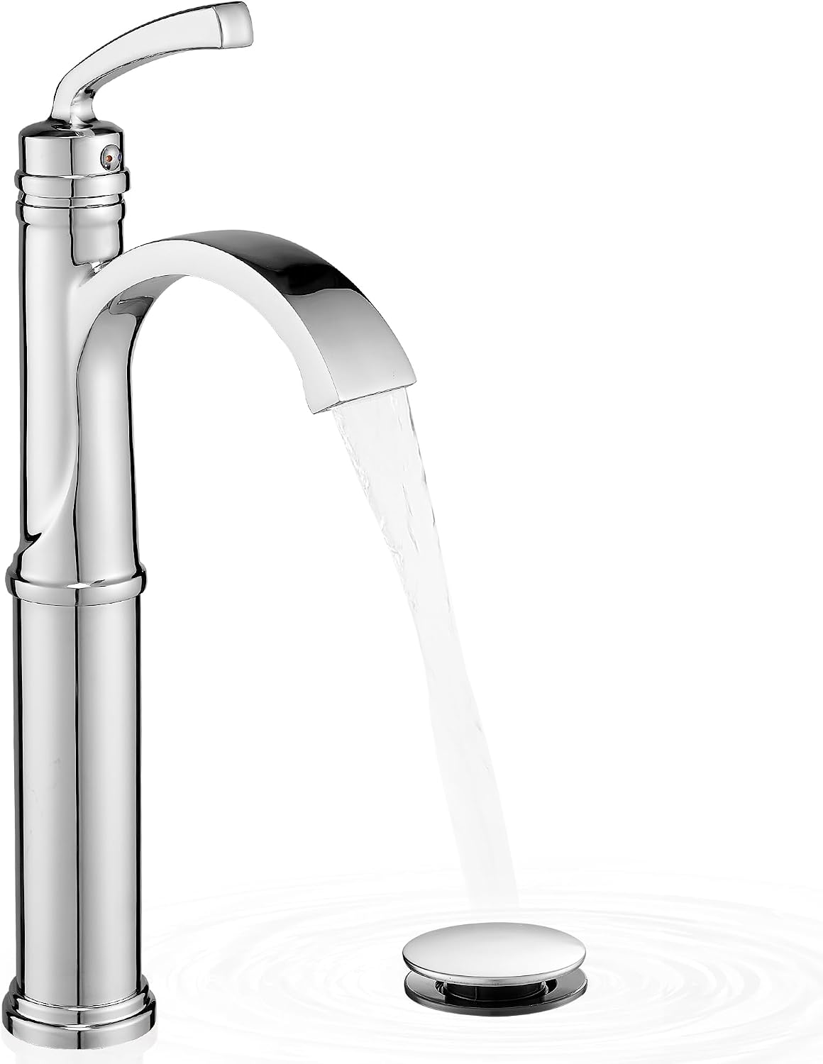 Waterfall Vessel Faucet, Bathtub Faucet Set High Flow Brass Bath Tub Faucets, Tall Bathroom Faucet with Drain Supply Hose