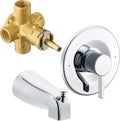 Tearel Replacement for Moen Posi Temp Shower Valve and Trim Kit, Complete Set for Tub and Shower Faucet, Includes Valve Body, Handle, Escutcheon Plate, Tub Spout, Chrome