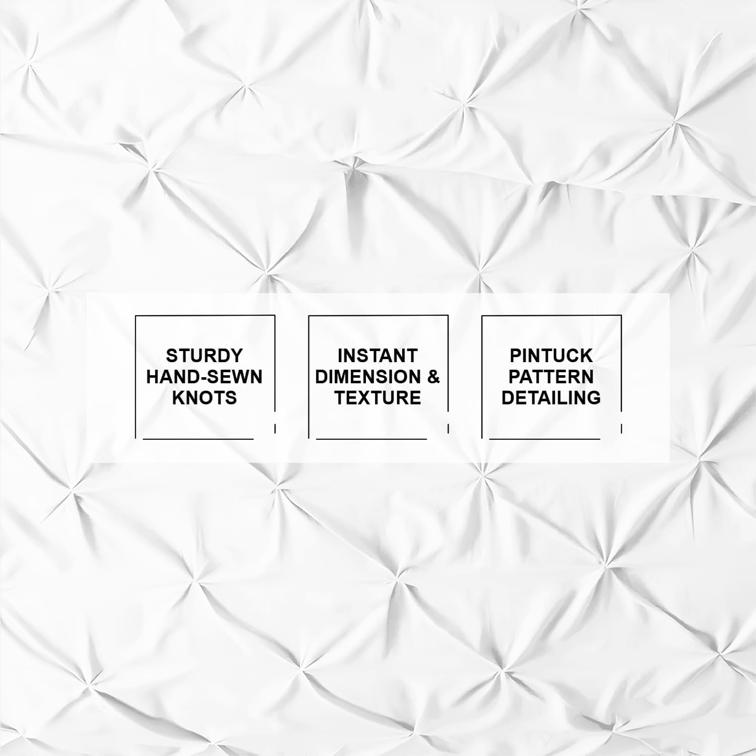 Kotton Culture 120'x 120' 3 Pc Super King Plus Pinch Pleated - Pintuck Duvet Cover Set - 100% Egyptian Cotton 600 TC - Zipper Closure & 7 Internal Ties- Fits Extra Large King Inserts - White