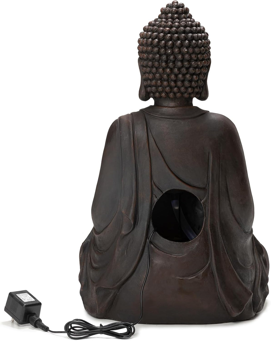 Glitzhome Outdoor Fountain 28' H, Large Zen Style Buddha Waterfall Fountains Indoor Water Fountain with Pump & LED Lights, Freestanding Water Feature Outside Garden Backyard Decor