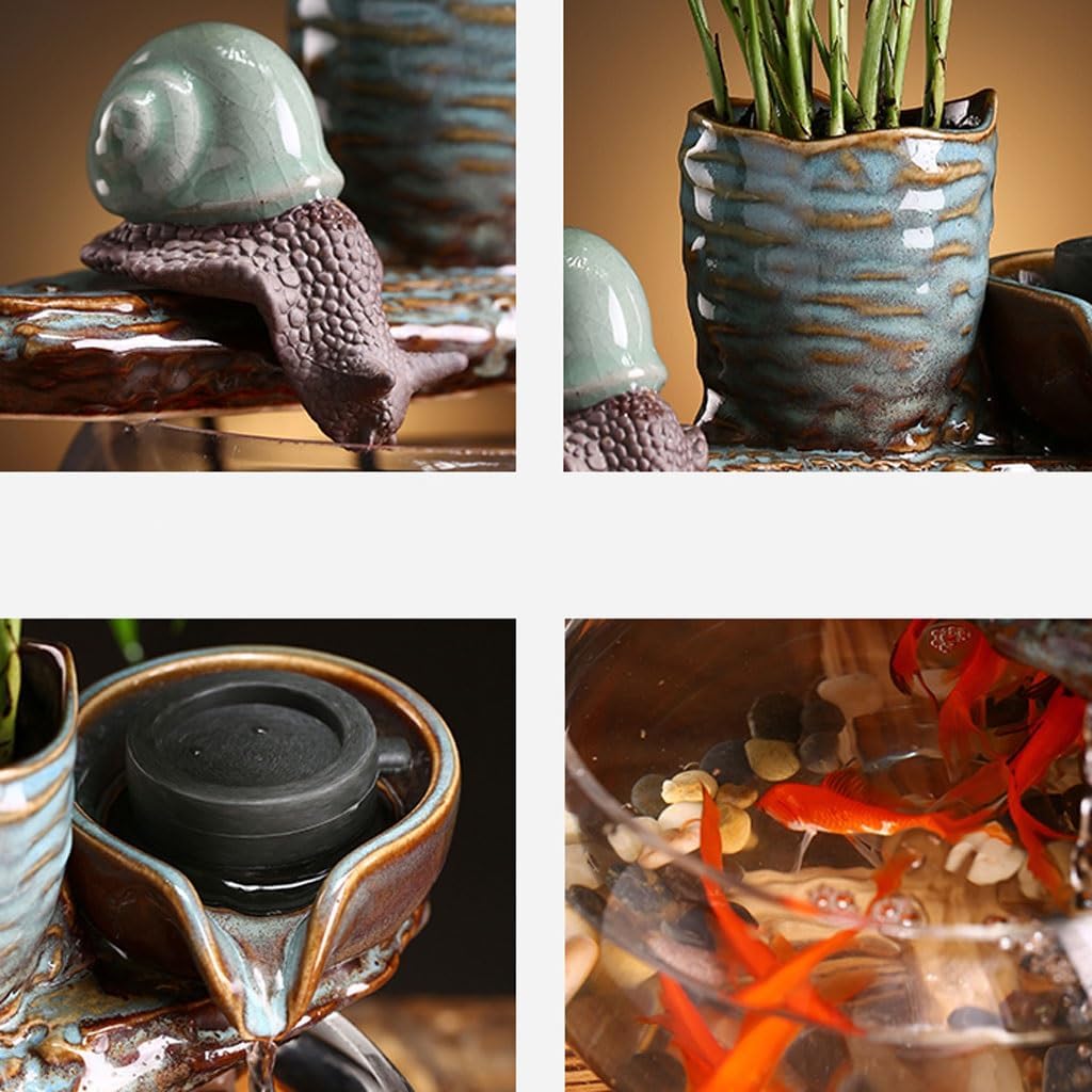 GUERNSEY Tabletop Fountain Tabletop Fountains Chinese Tea Room Desktop Circulating Water Fish Tank Ornaments Home Living Room Desktop Creative Ornaments Indoor Fountain