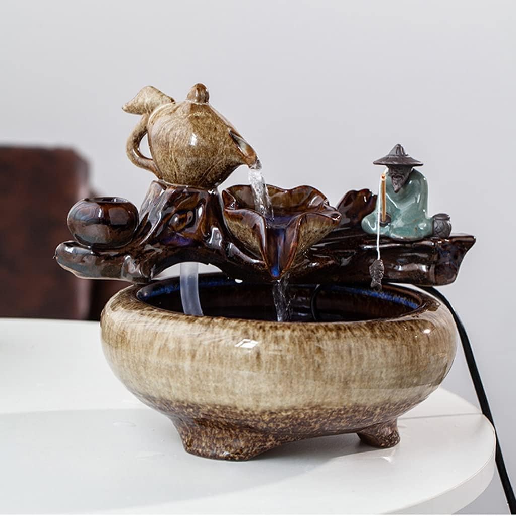 HIHELO Tabletop Fountain Tabletop Fountain Living Room Small Flowing Water Ornament Home Indoor Fountain Office Desktop Decoration Indoor Fountain (Color : B)