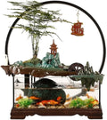 Tabletop Water Fountain Tabletop Fountain Fish Tank Flowing Water Ornaments Circulating Water Fountain Landscape Home Living Room Office Desktop Decoration Indoor Fountain(A)