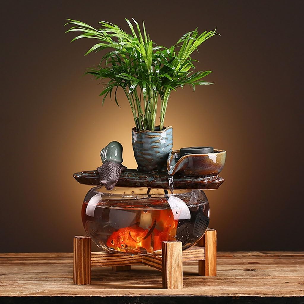 GUERNSEY Tabletop Fountain Tabletop Fountains Chinese Tea Room Desktop Circulating Water Fish Tank Ornaments Home Living Room Desktop Creative Ornaments Indoor Fountain