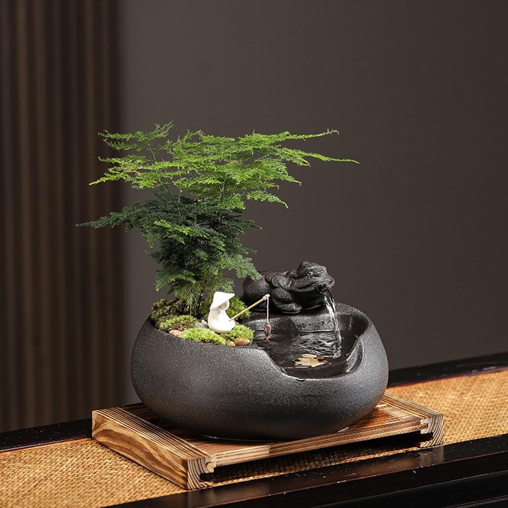GUERNSEY Tabletop Fountain Desktop Water Ornaments Home Small Fountain Office Desktop Circulating Water Study Desktop Fountain Decoration Indoor Fountain