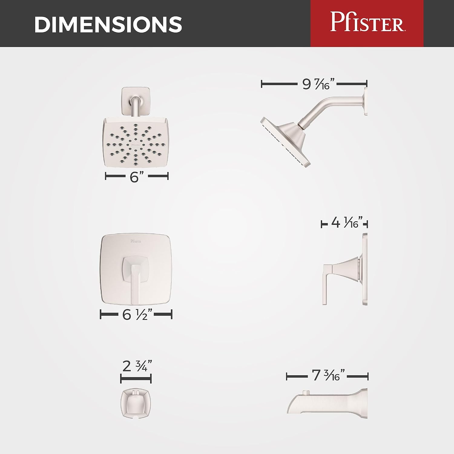 Pfister Vaneri Tub & Shower Trim Kit, Valve and Cartridge Included, 1-Handle, Spot Defense Brushed Nickel Finish, 8P8WS2VRISGS