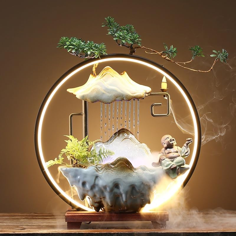 GUERNSEY Tabletop Fountain Tabletop Fountain Creative Living Room Circulating Water Landscape Fountain Humidifier Office Home Furnishings Indoor Fountain