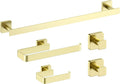 Kibi Blaze 5-Piece Bathroom Hardware Set – Includes 19 -Inch Hand Towel Bar and Holder, Toilet Paper Holder, Robe Hook – Wall Mounted, Solid Brass, Modern Bath Accessories (Brushed Gold, KBA16-5-1)