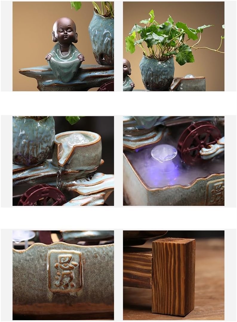 GUERNSEY Tabletop Fountain Tabletop Fountain Ceramic Water Fountain Chinese Style Ornaments Indoor Desktop Bonsai Decoration Indoor Fountain