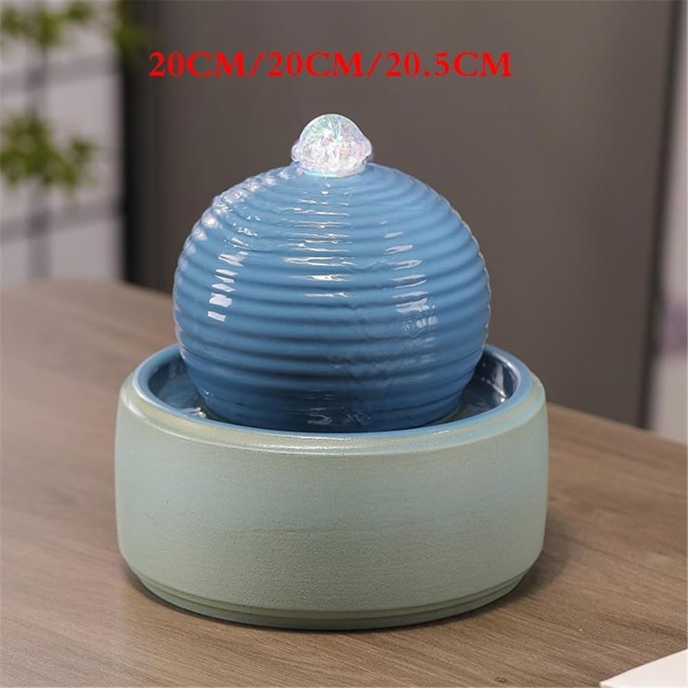 Tabletop Indoor Mini Ceramic Tabletop Fountain Modern Water for Living Room Decor(Black)