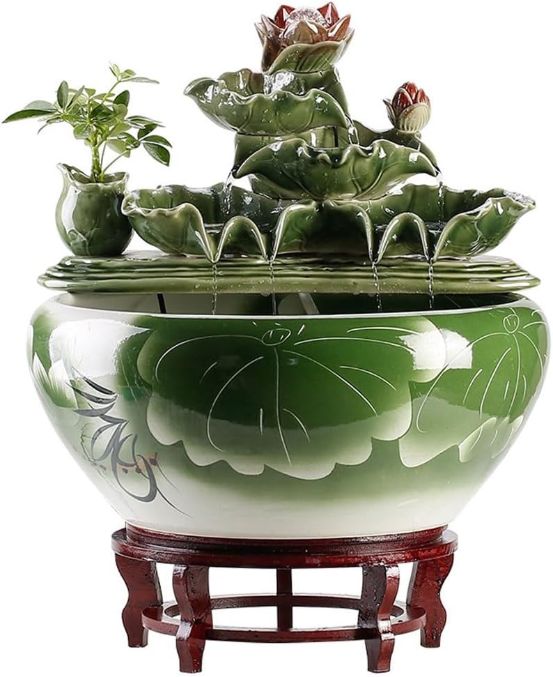 GUERNSEY Tabletop Fountain Circulating Water Ceramic Fish Tank Ornaments Home Living Room Decoration Desktop Fountain Desk Fountain Ornaments Indoor Waterfall Feature Indoor Fountain