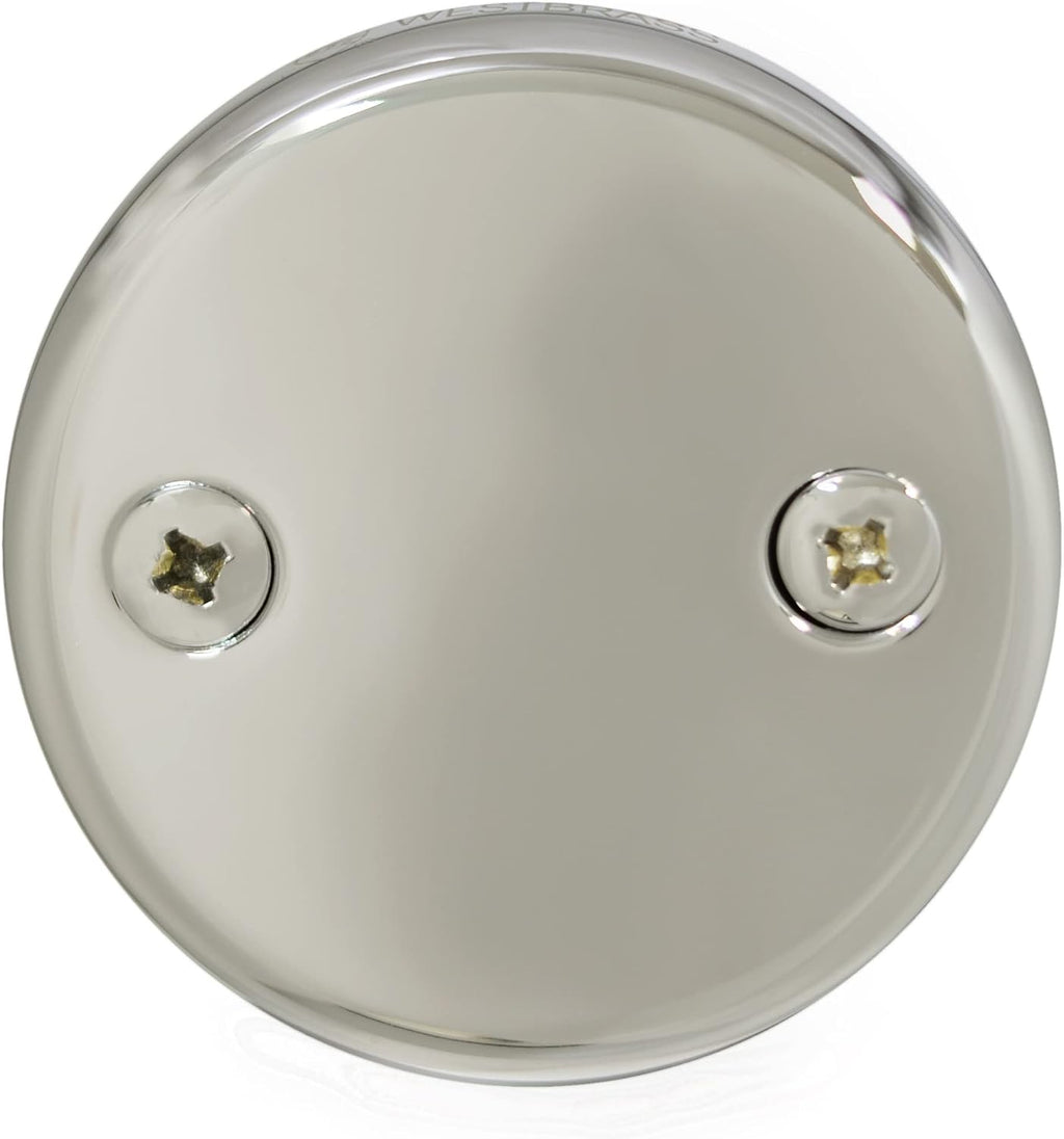 Westbrass D326-05 22-1/2-Inch 17 Gauge Brass Tip-ToeBath Waste and Overlfow with 2 Hole Faceplate, Polished Nickel