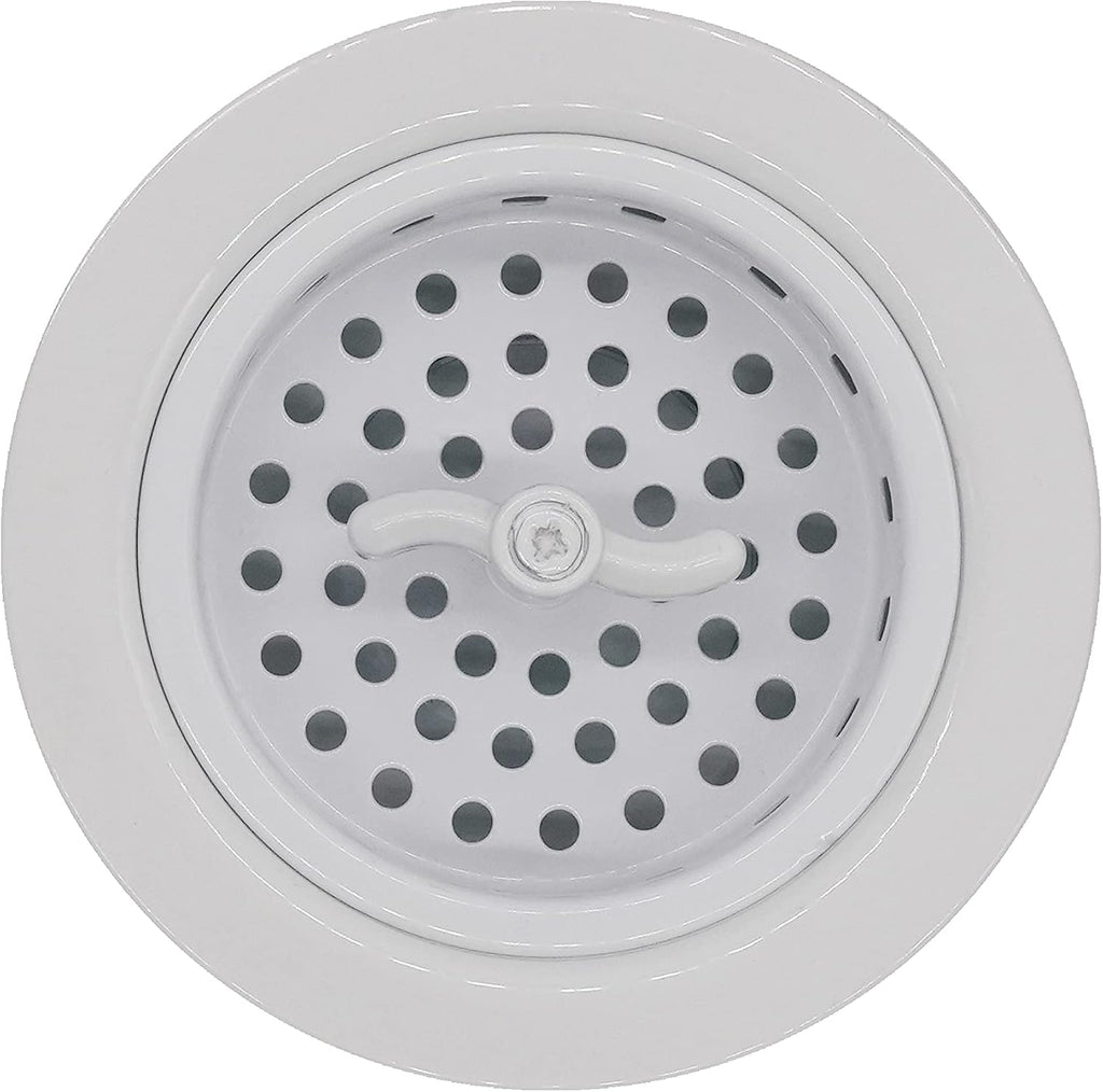 Westbrass CO2195S-50 Combo Pack 3-1/2' Wing Nut Twist Style Large Basket Extra-Deep Collar Kitchen Sink Waste Disposal Flange with Strainer Stopper, Powder Coat White