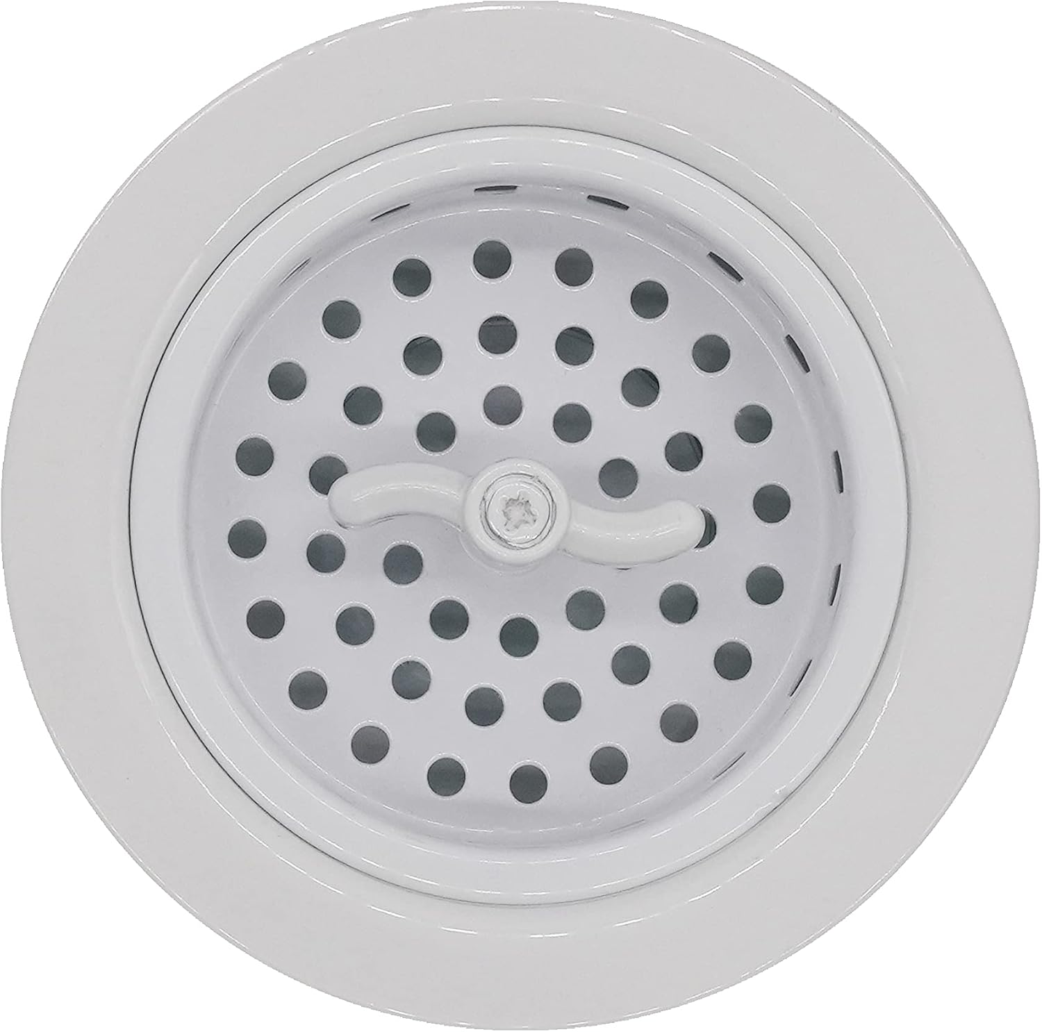 Westbrass CO2195S-50 Combo Pack 3-1/2' Wing Nut Twist Style Large Basket Extra-Deep Collar Kitchen Sink Waste Disposal Flange with Strainer Stopper, Powder Coat White