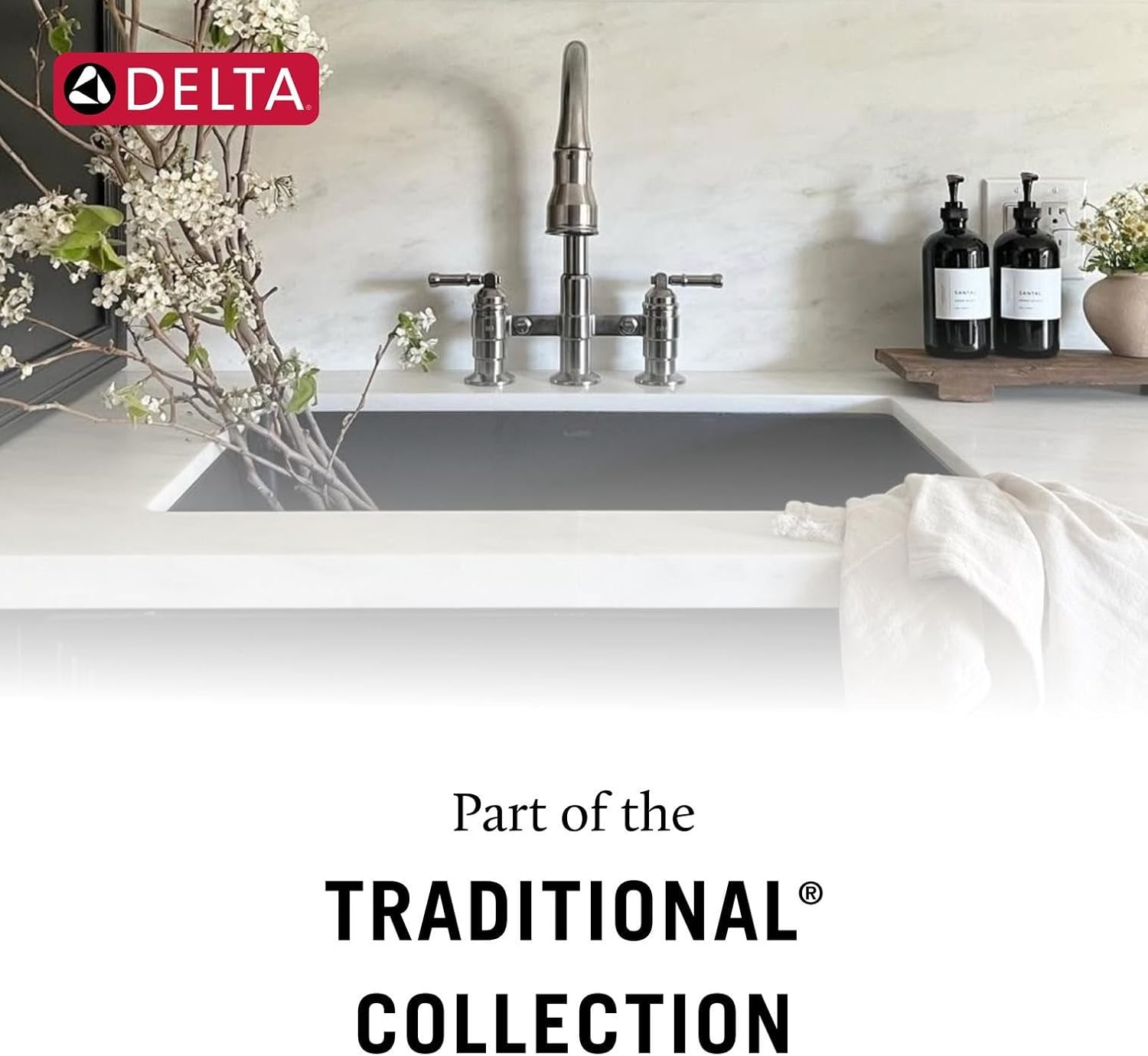 Delta Wall Mount Bathroom Faucet 3 Hole, Brushed Nickel Bathroom Sink Faucet for Vanity, Stainless T5797-SSWL (Valve Not Included)
