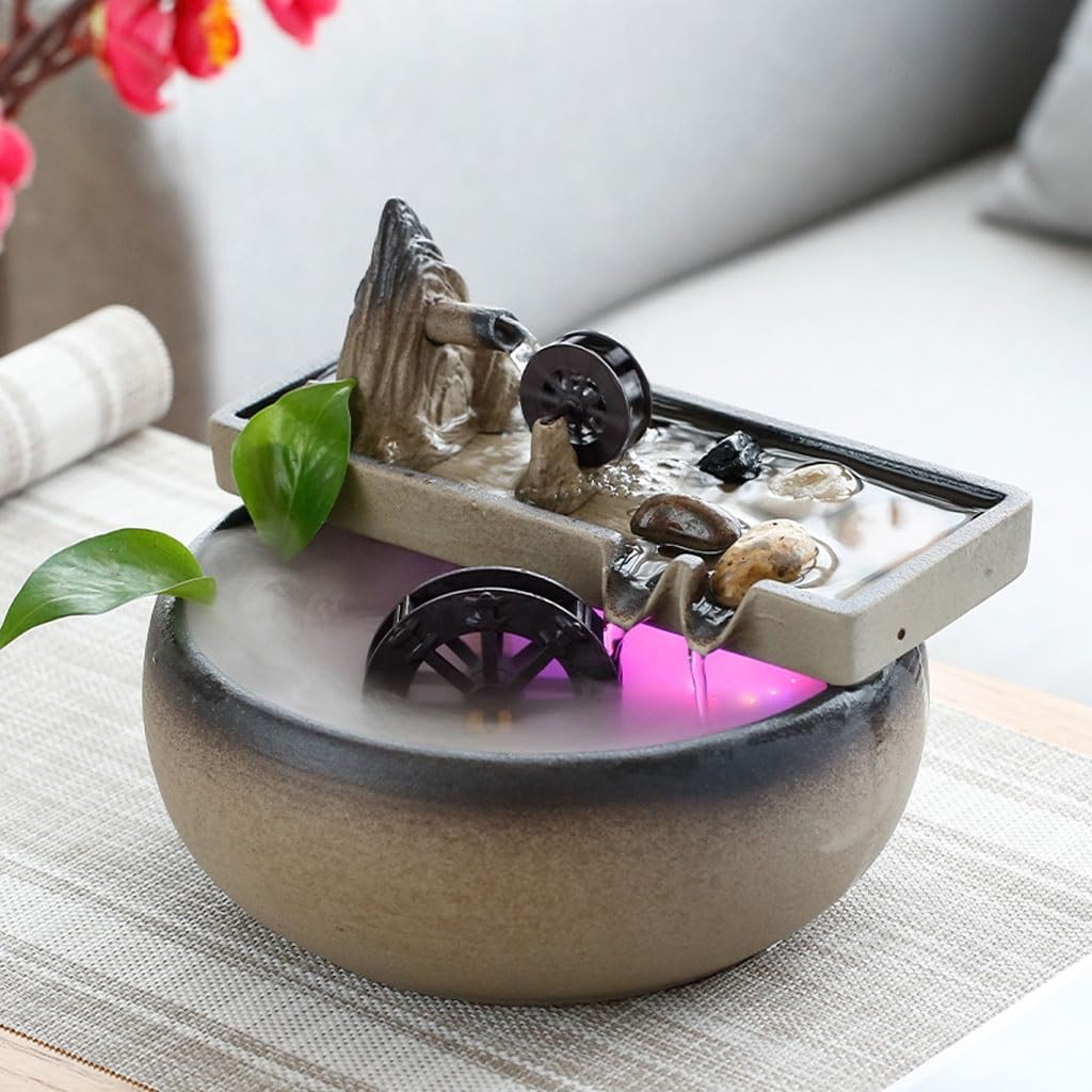 GUERNSEY Tabletop Fountain High Mountain Water Fountain Ornaments Office Circulating Water Desktop Fountain Indoor Desktop Decorations Indoor Waterfall Feature Indoor Fountain