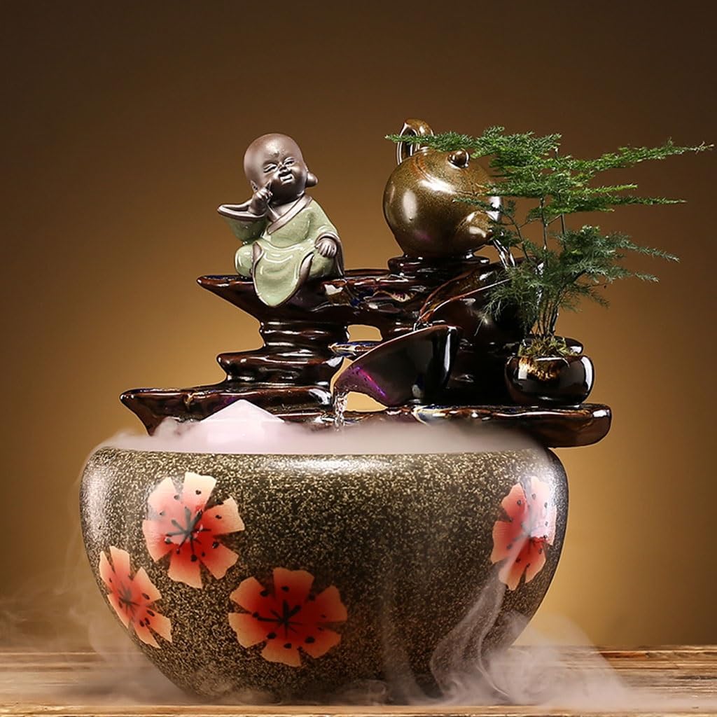 GUERNSEY Tabletop Fountain Tabletop Fountains Creative Flowing Water Ceramic Desktop Fountain Ornaments Chinese Style Home Living Room Desktop Decorative Fountain Indoor Fountain