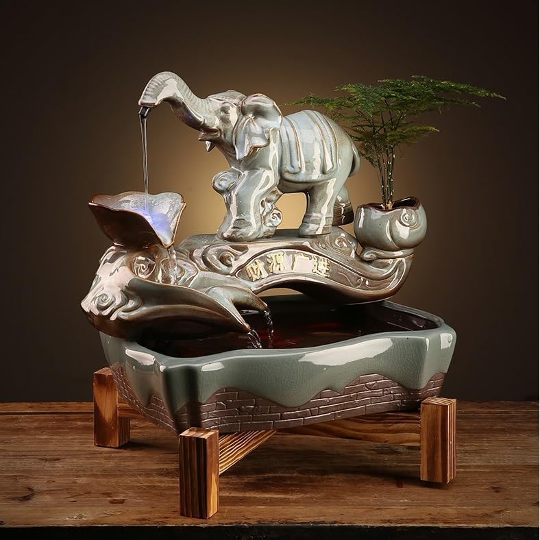 GUERNSEY Tabletop Fountain Tabletop Fountain Chinese Style Creative Flowing Water Fountain Office Living Room Decoration Fish Tank Ornaments Indoor Fountain