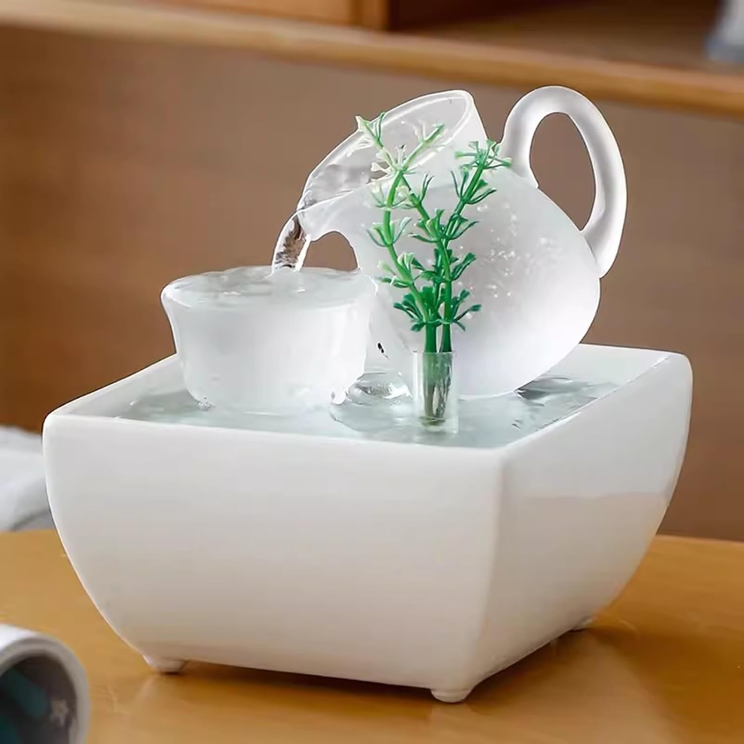 GLigeT Tabletop Fountain Small Flowing Water Fountain Home Finance Decoration Recycling Water Simple Relocation Desktop Fountain Water Fountain Decor