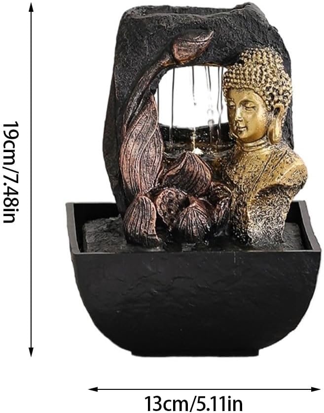 GUERNSEY Tabletop Fountain Chinese Buddha Statue Water Ornaments Resin Desk Desktop Fountain Living Room Fortune Decoration Indoor Fountain
