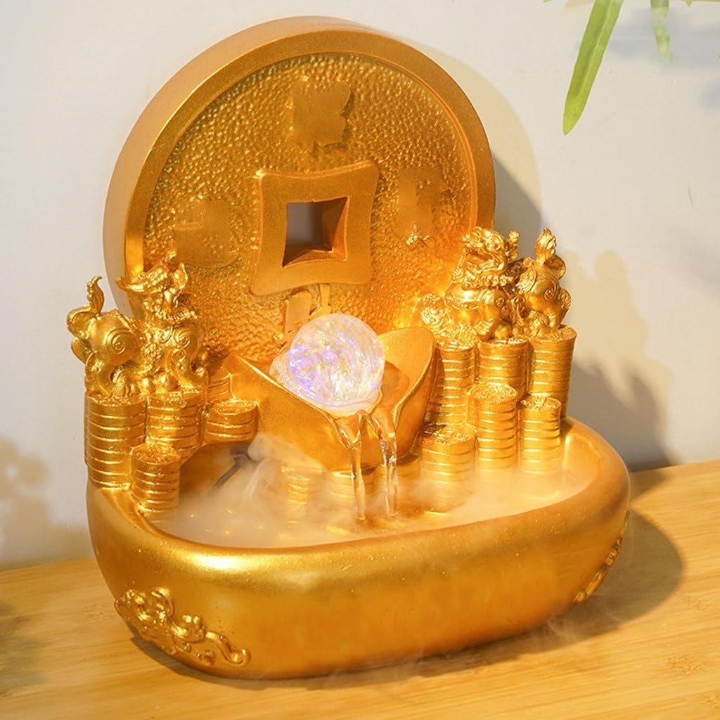 GUERNSEY Tabletop Fountain Flowing Water Ornaments Water Wheel Fountain Desktop Decoration Living Room Circulating Water Office Accessories Indoor Fountain