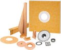 Schluter Kerdi Shower Kit with Shower Tray, Curb, Waterproofing Membrane, Strips, and Seals - Waterproofing System for Showers - PVC Plastic, Center Outlet Position, 48' x 48' Tray Size - KSK1220PVCE