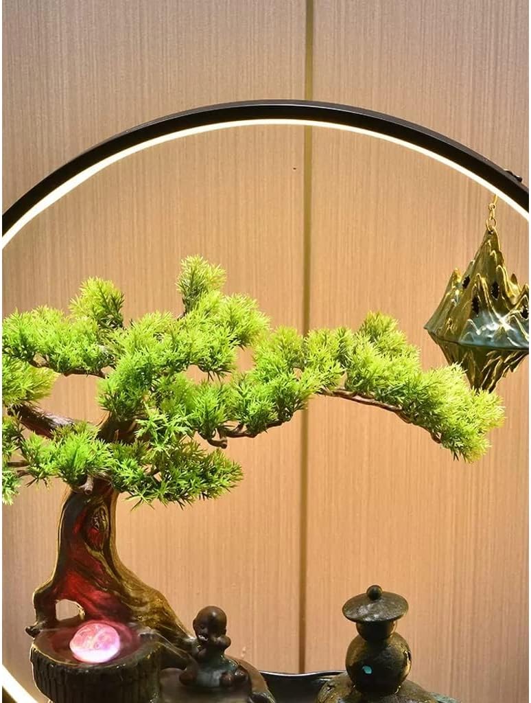 Ceramic Tabletop Fountain with LED Light Ring, Zen Charm, Soothing and Relaxing, Suitable for Home, Office, Etc.