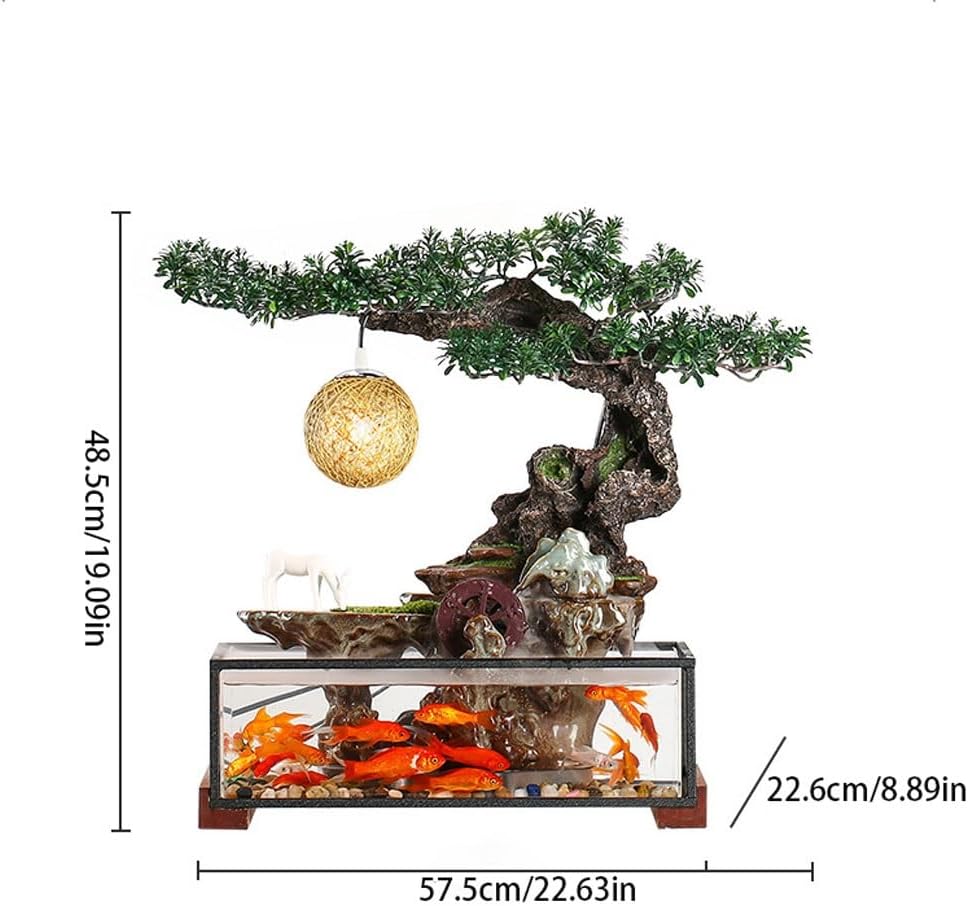 GUERNSEY Tabletop Fountain Flowing Water Fish Tank Ornaments Home Living Room Desktop Decorations Water Circulation Fountain Landscape Indoor Fountain